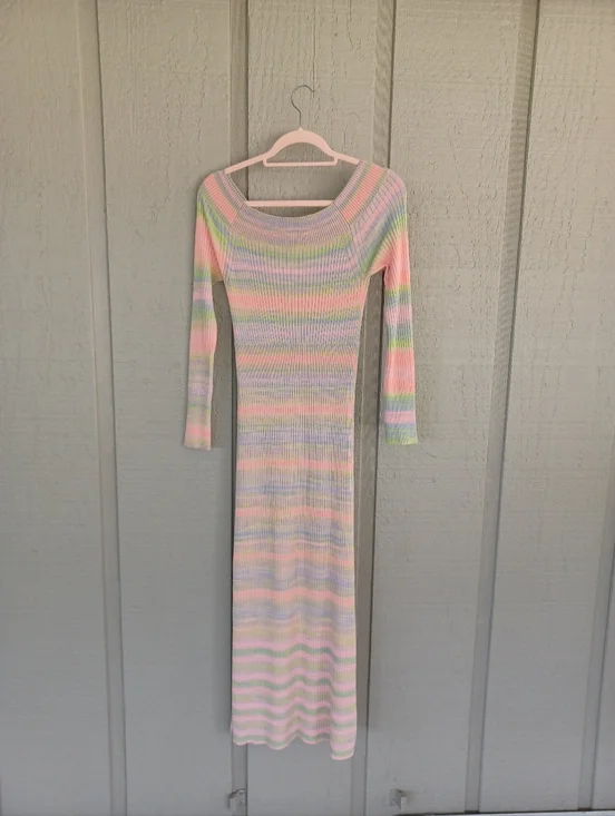 Anthropologie Daily Practice Sweater Midi Dress Size XS Preppy Slit Stretch - Picture 5 of 11